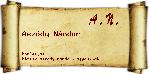 Aszódy Nándor névjegykártya